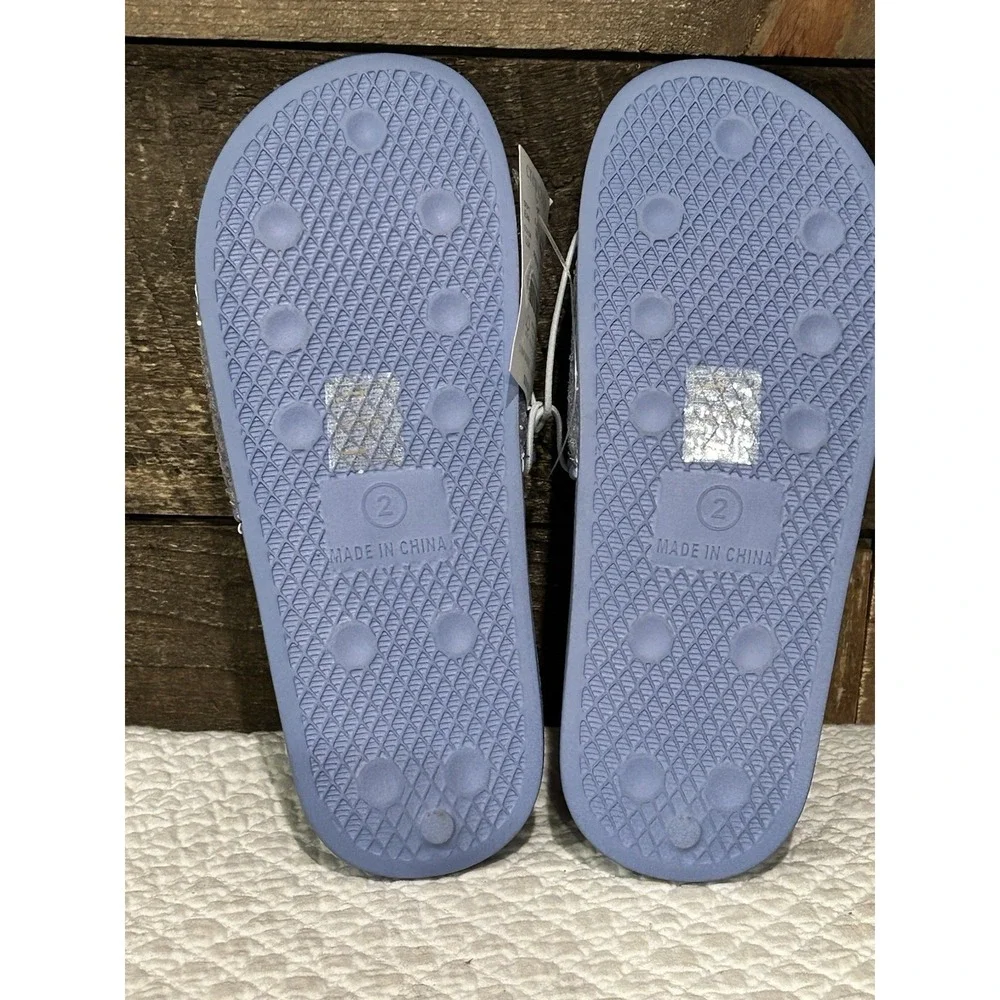 NWT Crewcuts Glitter Slides Size‎ 2 Purple Sparkle Slip Ons